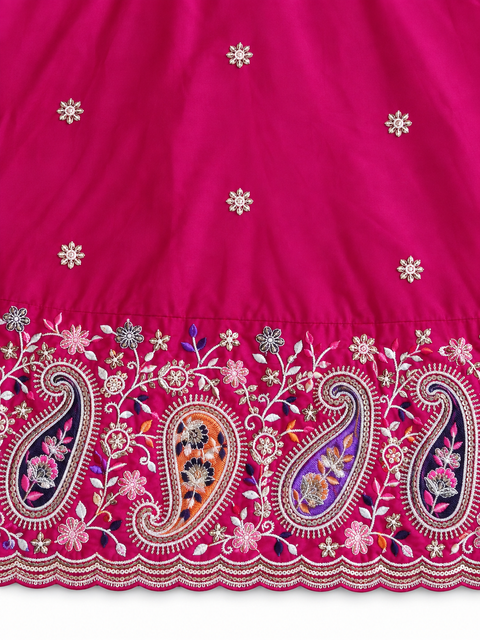 Kajrare Pink Mango Paisley Embroidered Chaniya Choli product detail