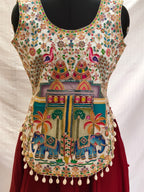 Kedia-style Kurti Blouse White Elephant Motif