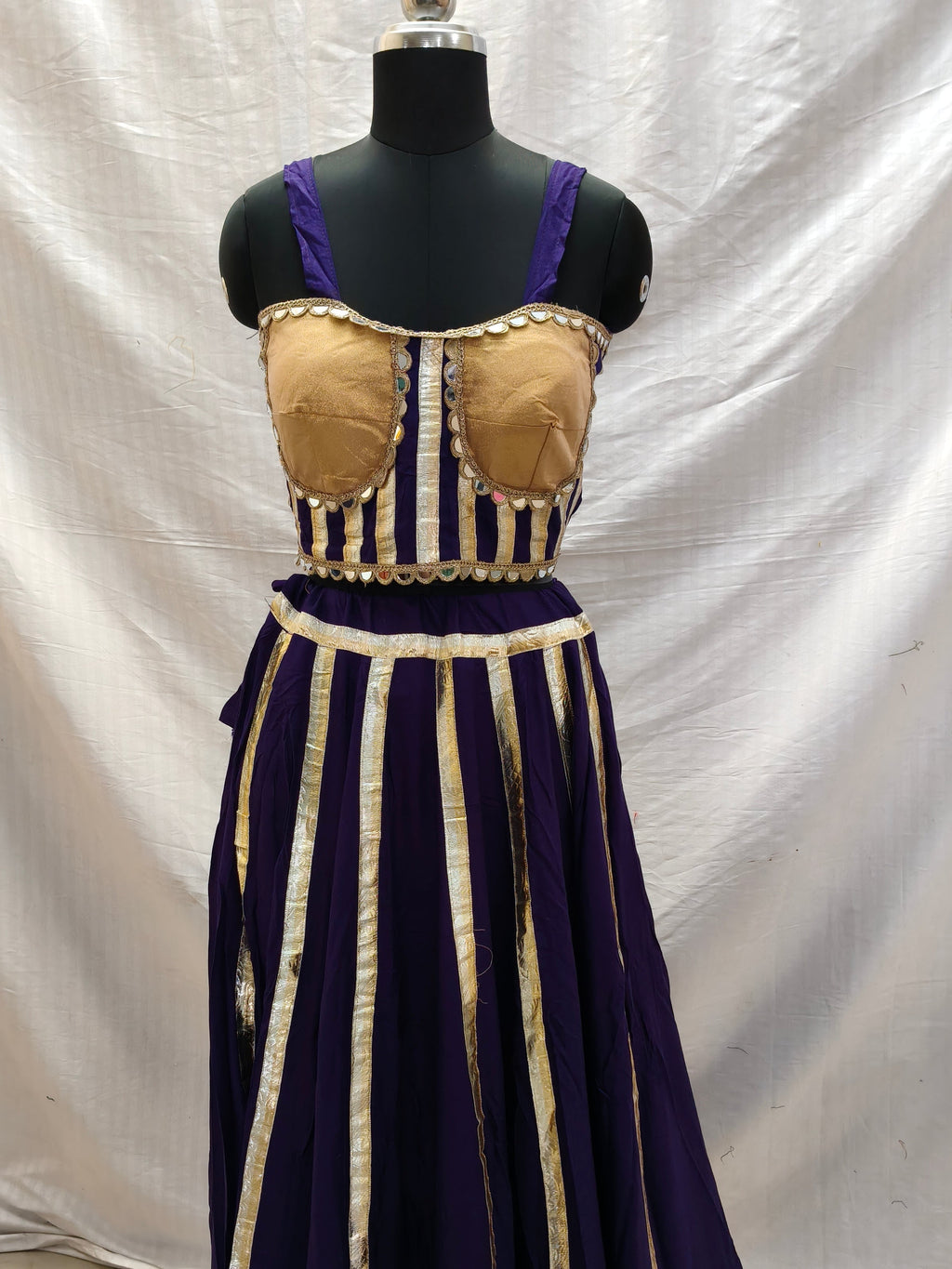 Rajwadi Gota Kali Chaniya Choli – Purple & Gold