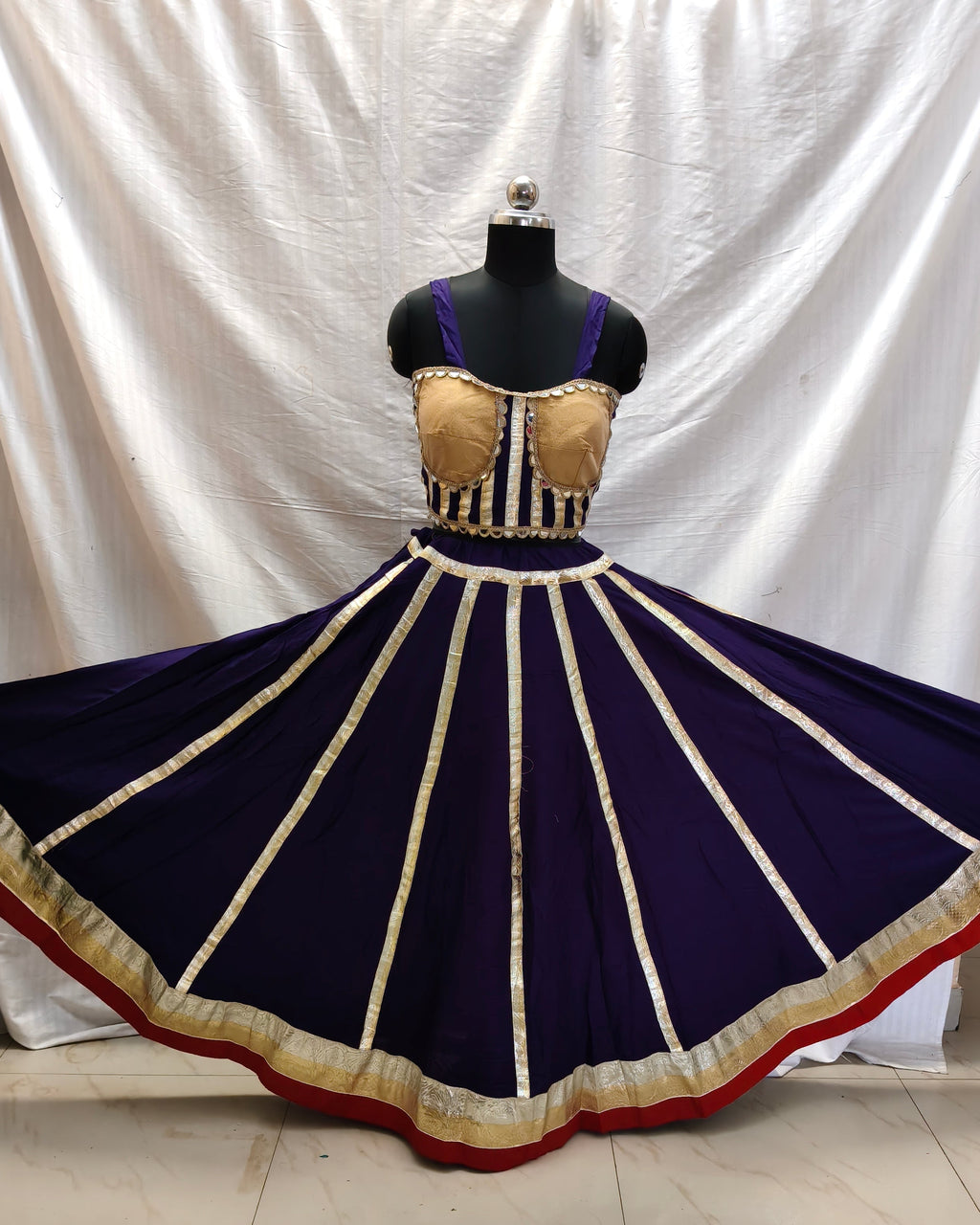 Rajwadi Gota Kali Chaniya Choli – Purple & Gold