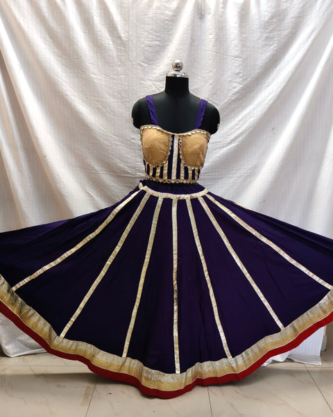 Rajwadi Gota Kali Chaniya Choli – Purple & Gold