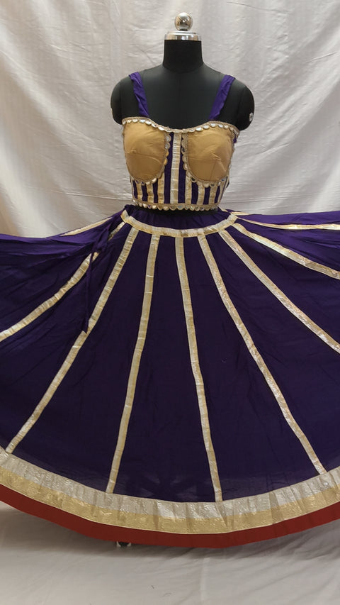 Rajwadi Gota Kali Chaniya Choli – Purple & Gold