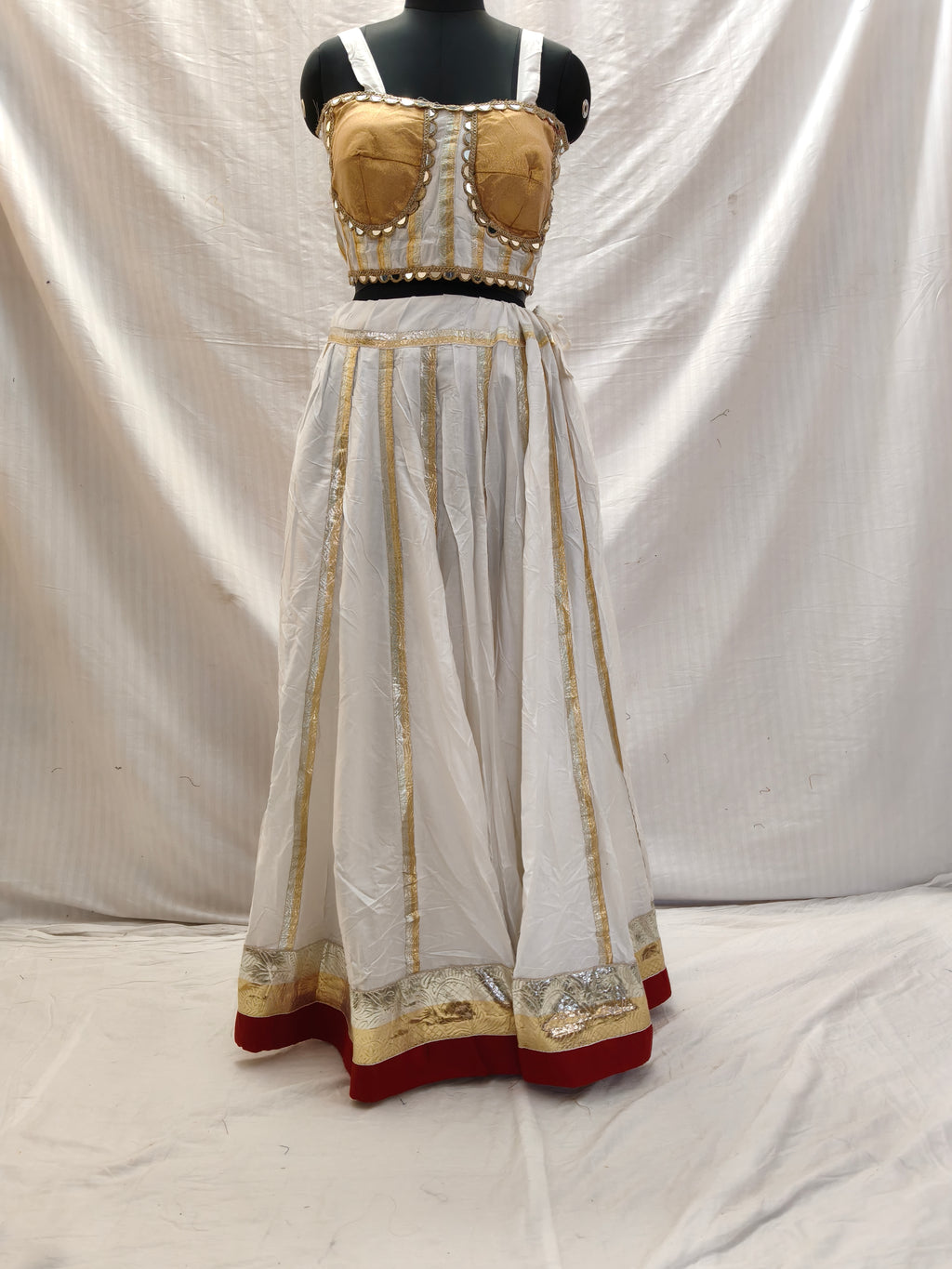 Rajwadi Gota Kali Chaniya Choli –White & Gold