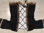 Indo-Western Black Signature Mirror Work Lehenga Set