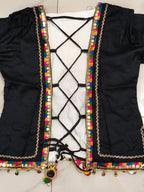 Indo-Western Black Signature Mirror Work Lehenga Set