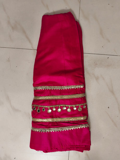 Gulabi Sharara Hot Pink Ghagra with Golden Gota Patti & Mirror Work | Navratri Garba Lehenga Skirt