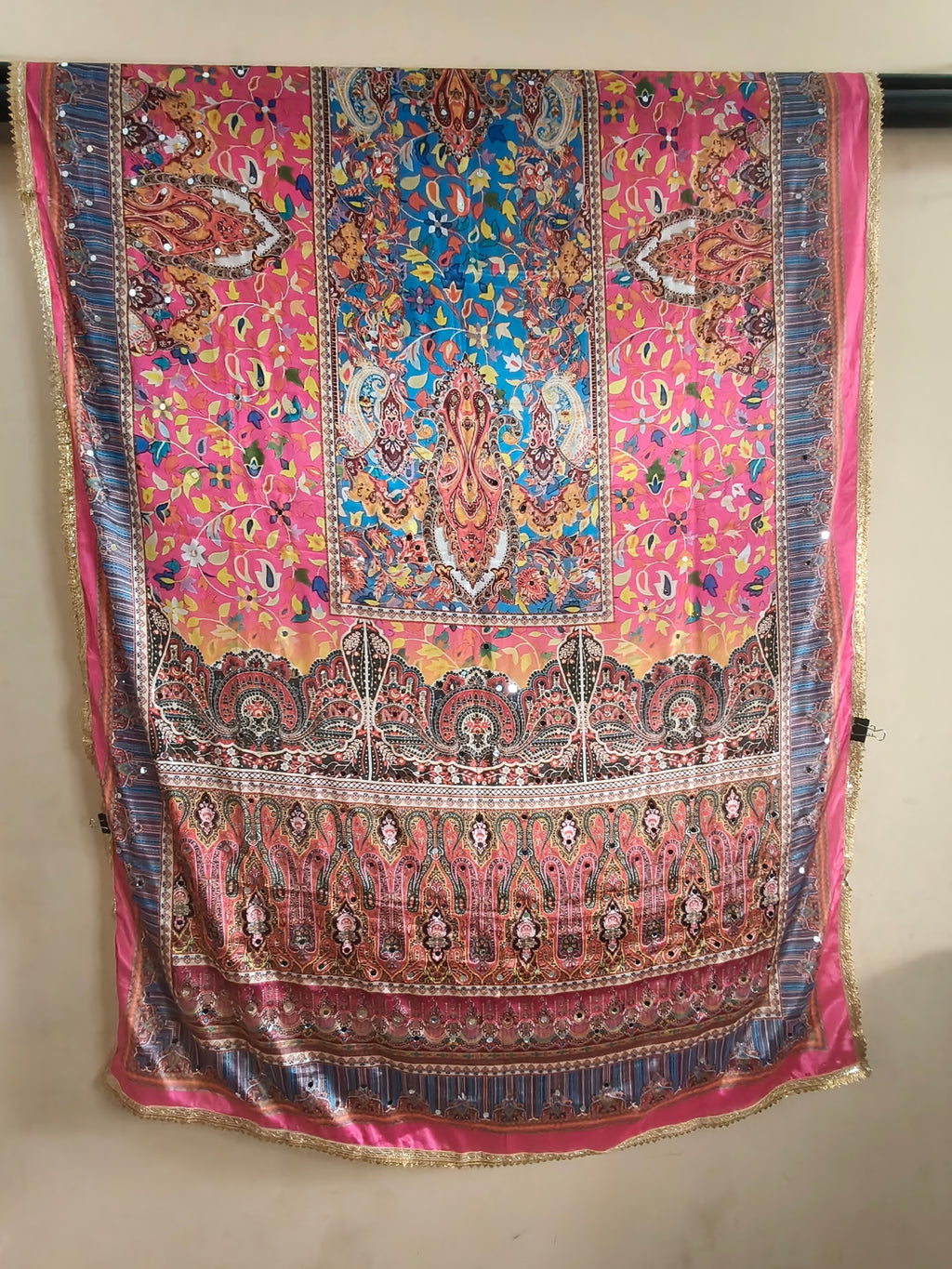 Rang Barse Pink Mirror Work Dupatta