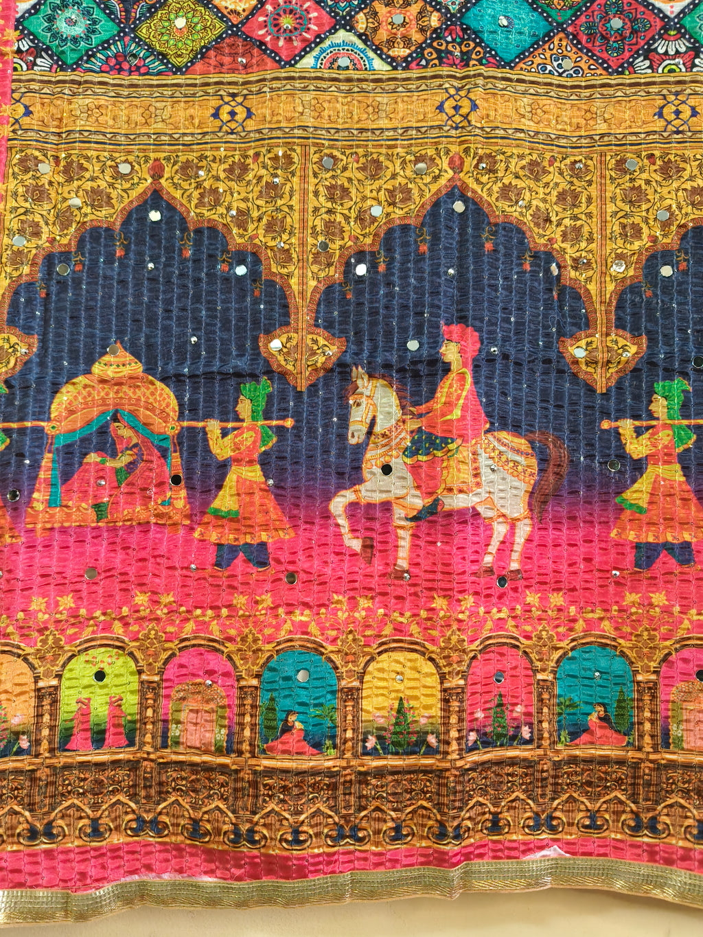 Bole Chudiyan Multicolour Mirror Work Dupatta