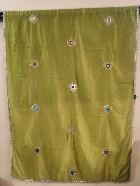 Mehendi Green Mirror Work Dupatta