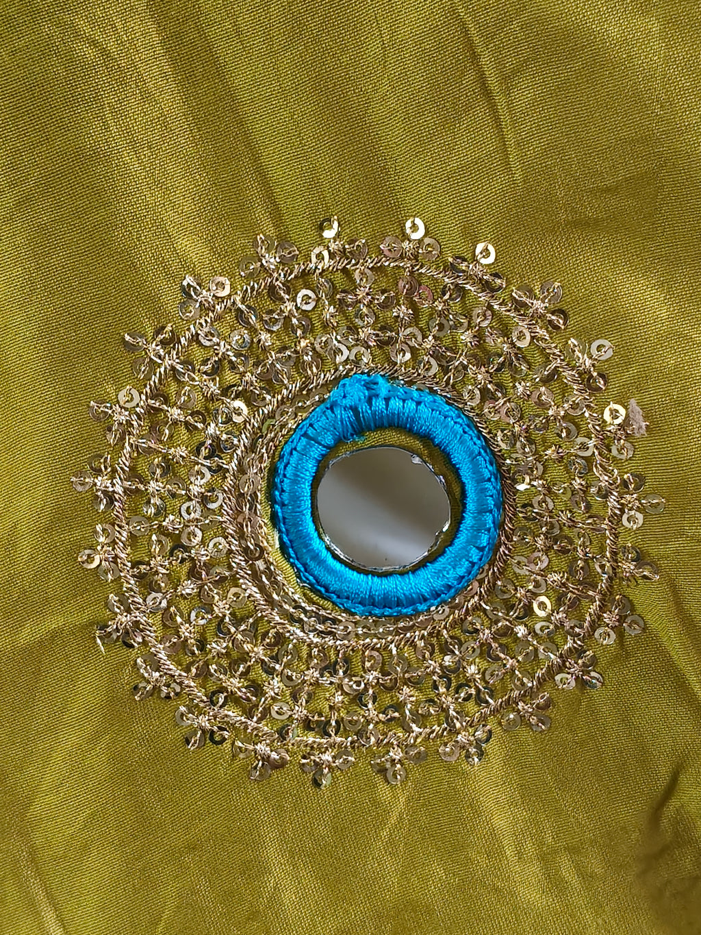 Mehendi Green Mirror Work Dupatta