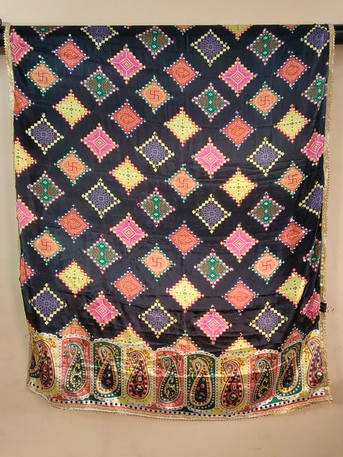 Navrang Black Mirror Work Dupatta