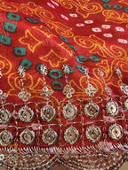 Gulabi Bandhani Mirror Work Dupatta