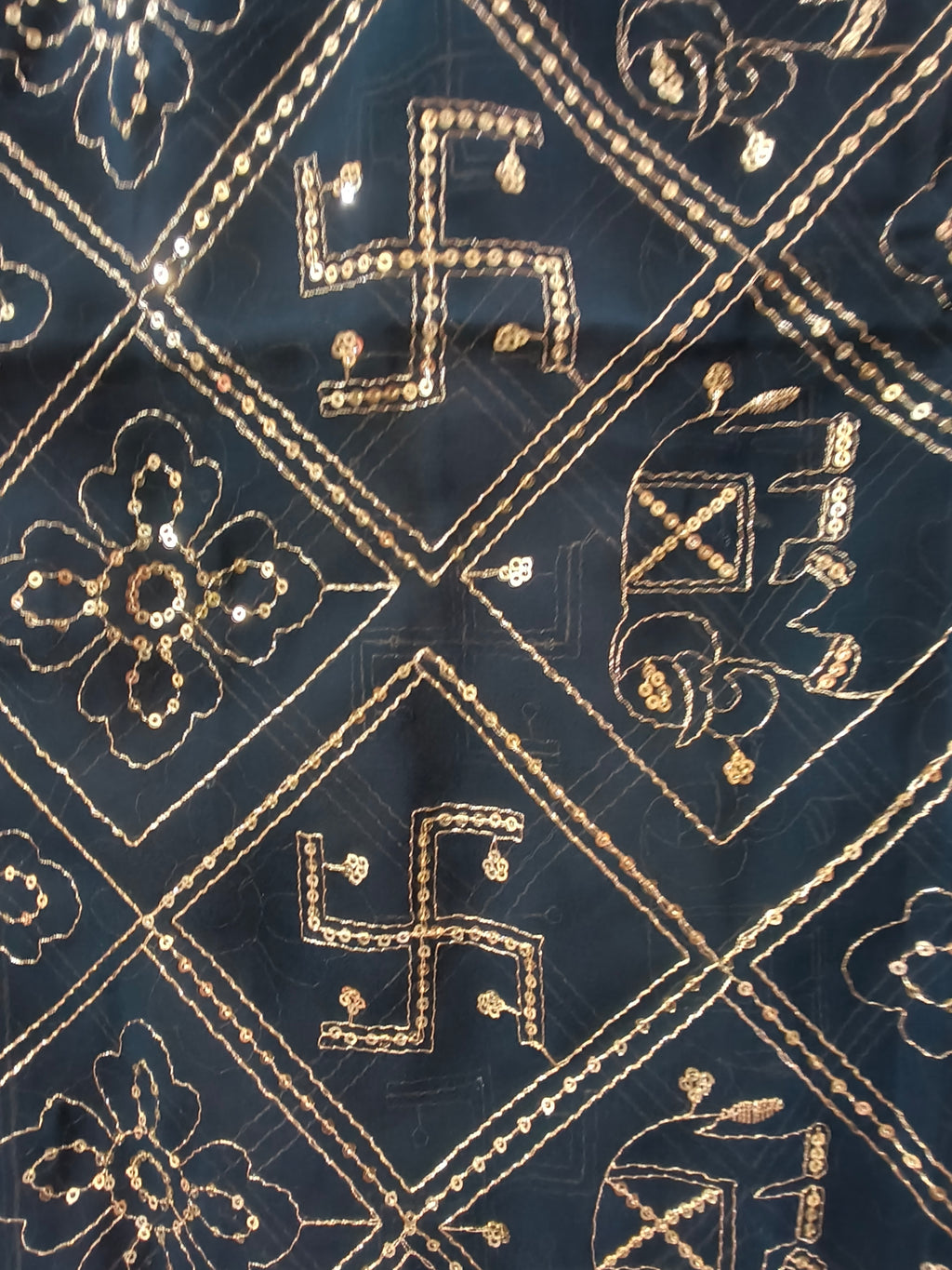 Kaali Kaali Aankhein Black Dupatta with Golden Sequin Work | Navratri & Festive Wear