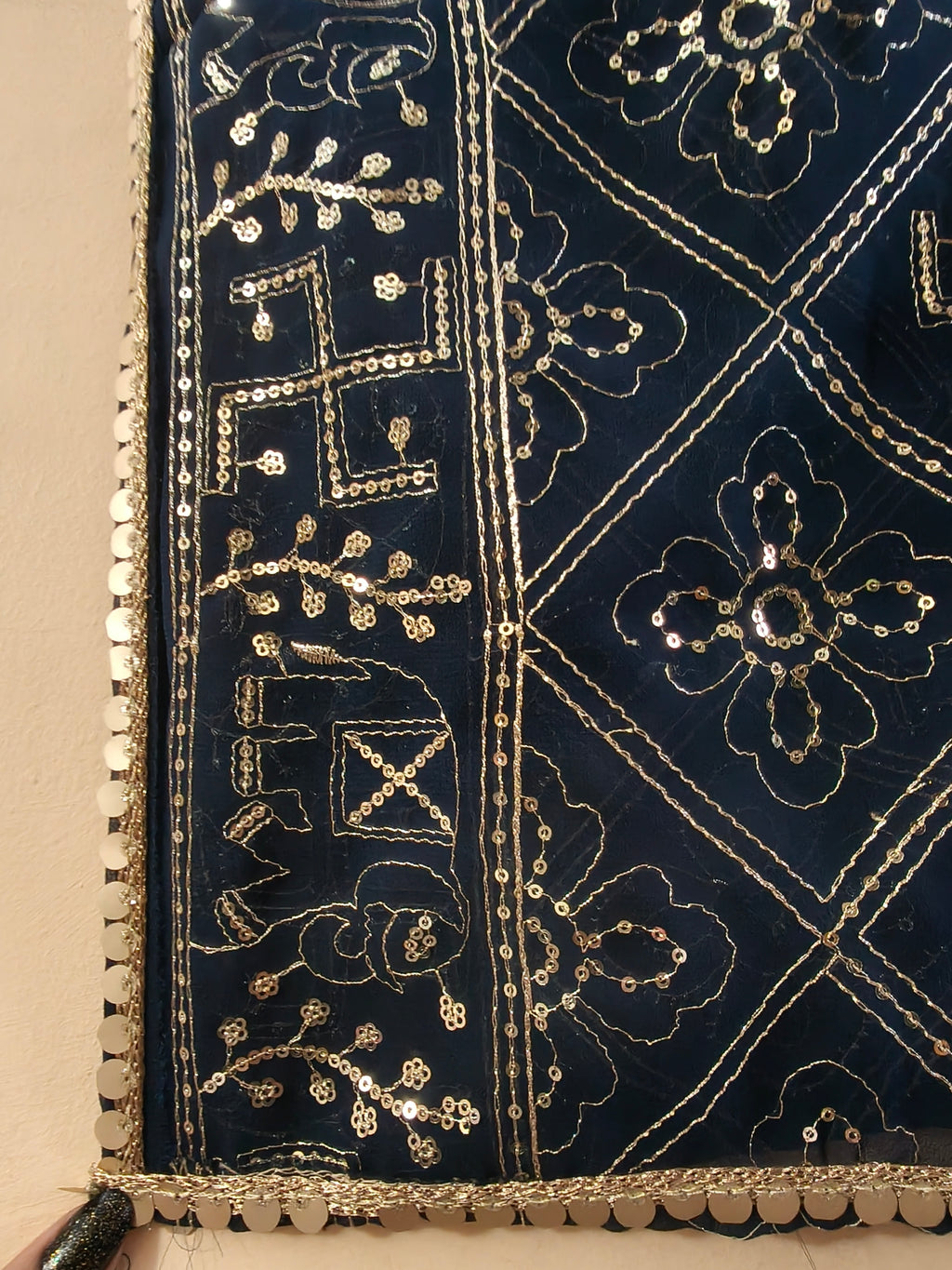 Kaali Kaali Aankhein Black Dupatta with Golden Sequin Work | Navratri & Festive Wear