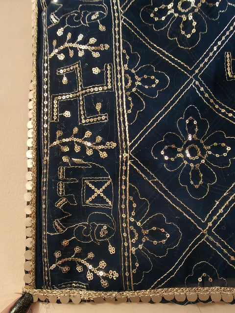 Kaali Kaali Aankhein Black Dupatta with Golden Sequin Work | Navratri & Festive Wear