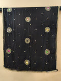 Kaali Chandni Black Multicolor Mirror Work Dupatta with Golden Lace | Navratri Dupatta