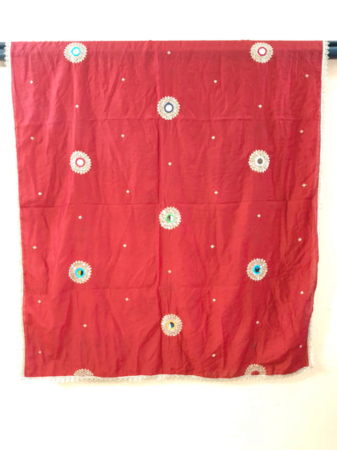 Laal Ishq Red Dupatta with Multicolour Mirror Work & Golden Sequin Embroidery | Navratri Garba Dupatta