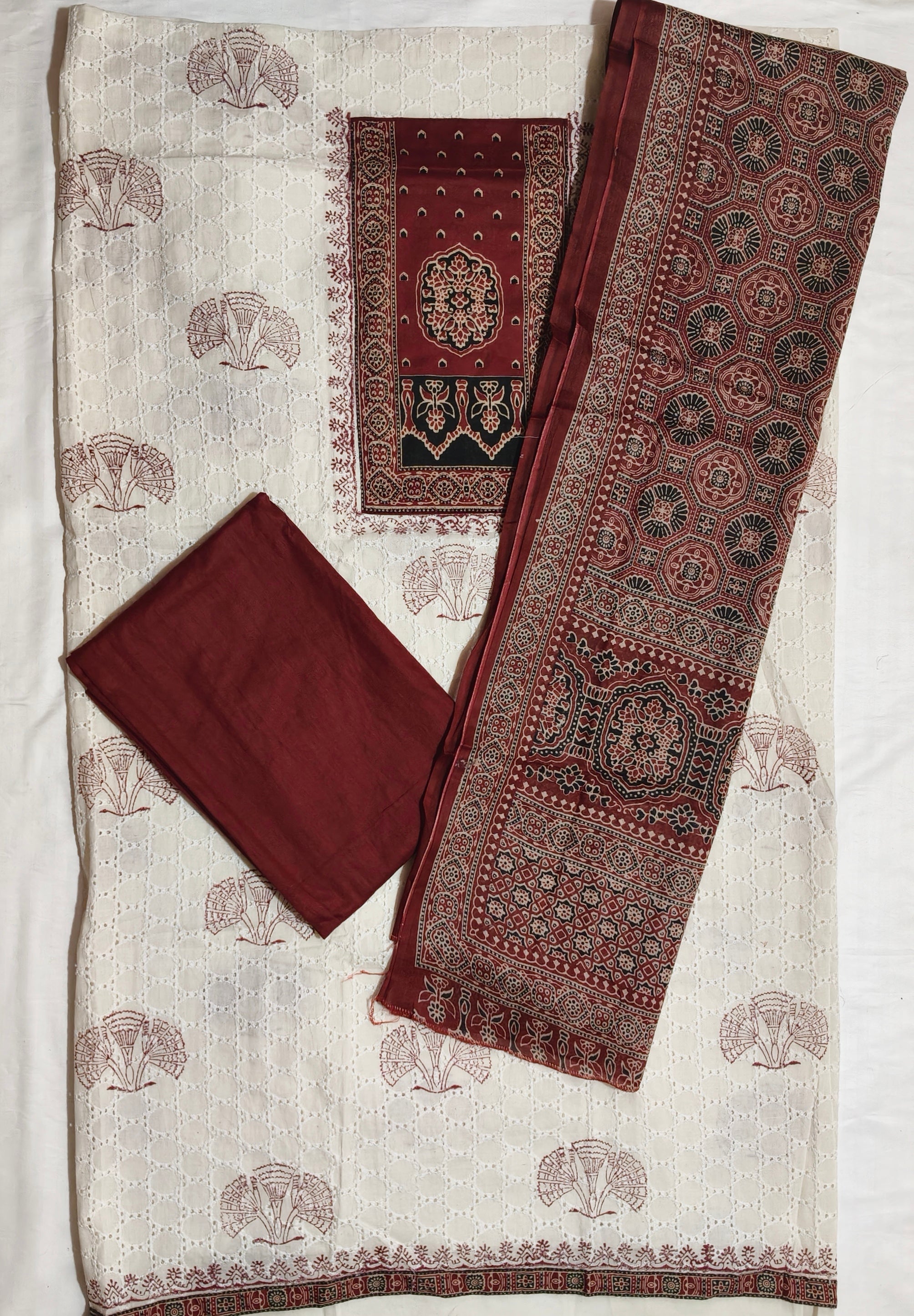 Gulnaar Ajrakh Dress Material