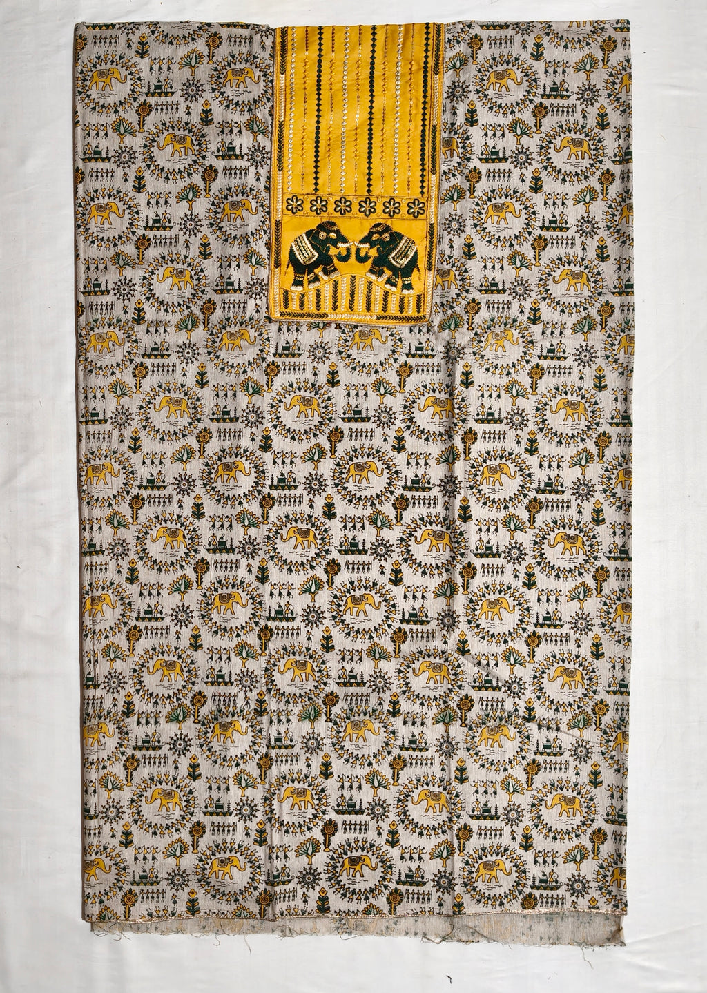Double Hathi Dress Material yellow