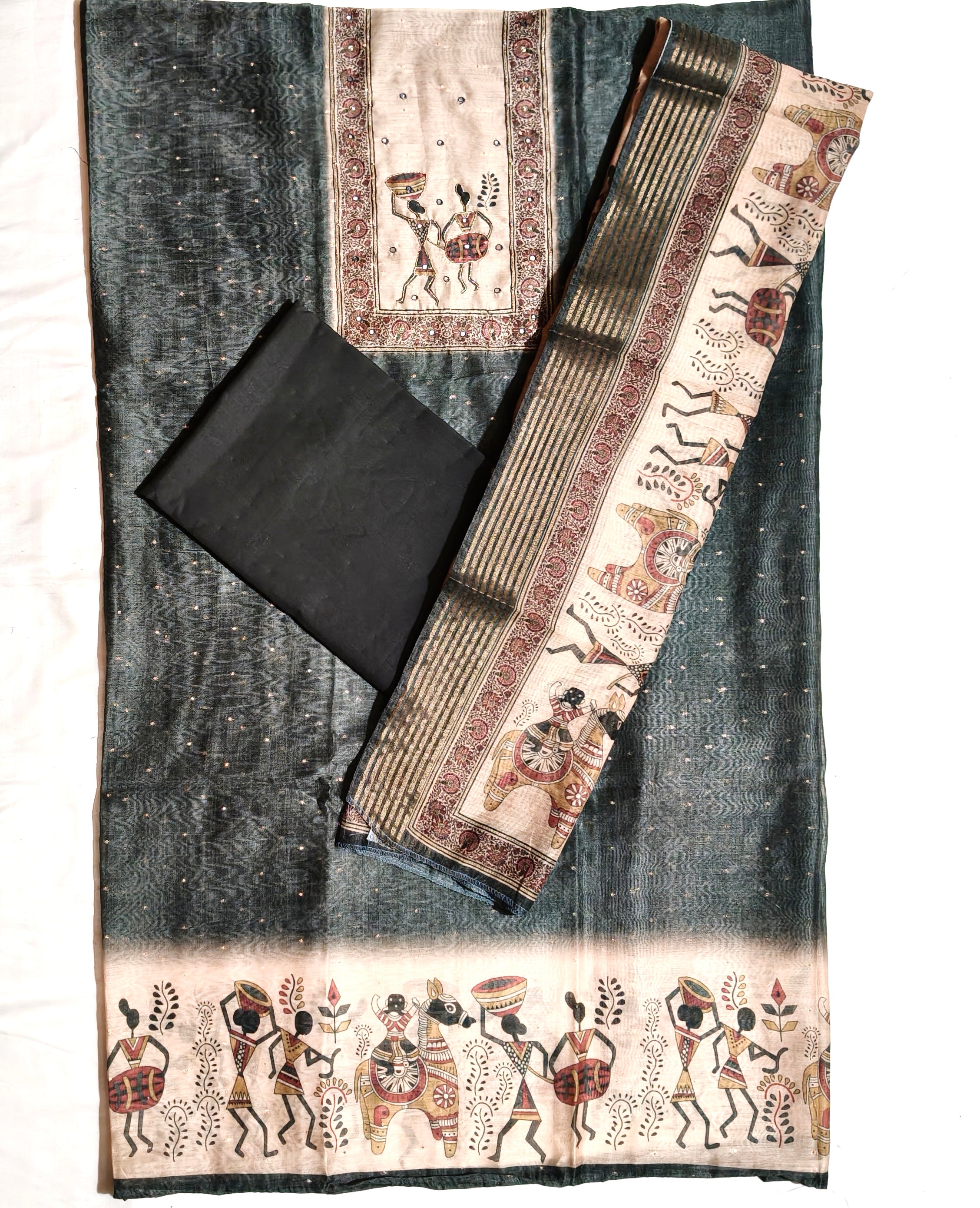 Kabil chanderi butti degital neck