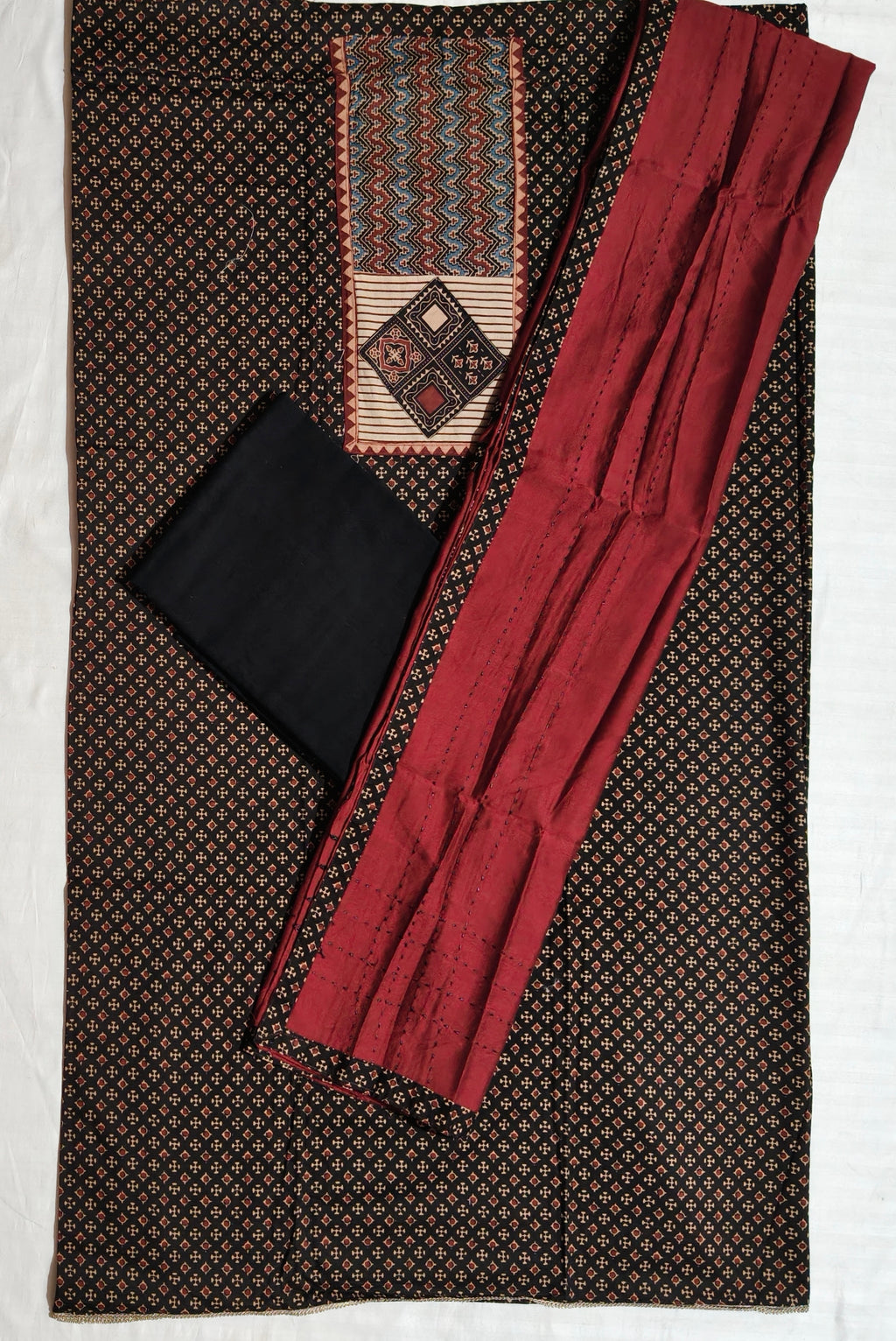 Surkh Ajrakh Dress Material
