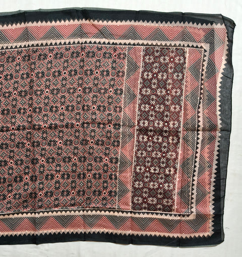 Cotton chikan fancy neck Dress Material Black