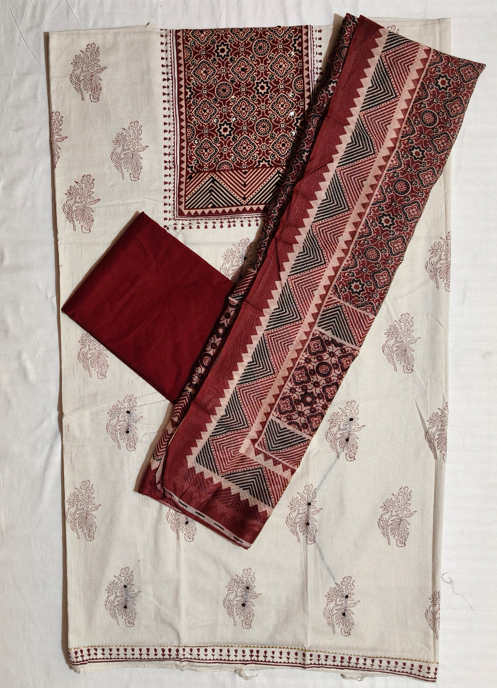Noor-e-Ajrakh Dress Material