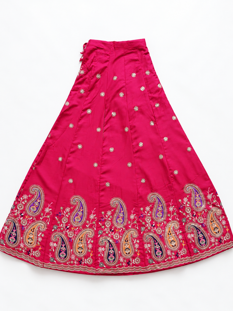 Kajrare Pink Mango Paisley Embroidered Chaniya Choli product detail