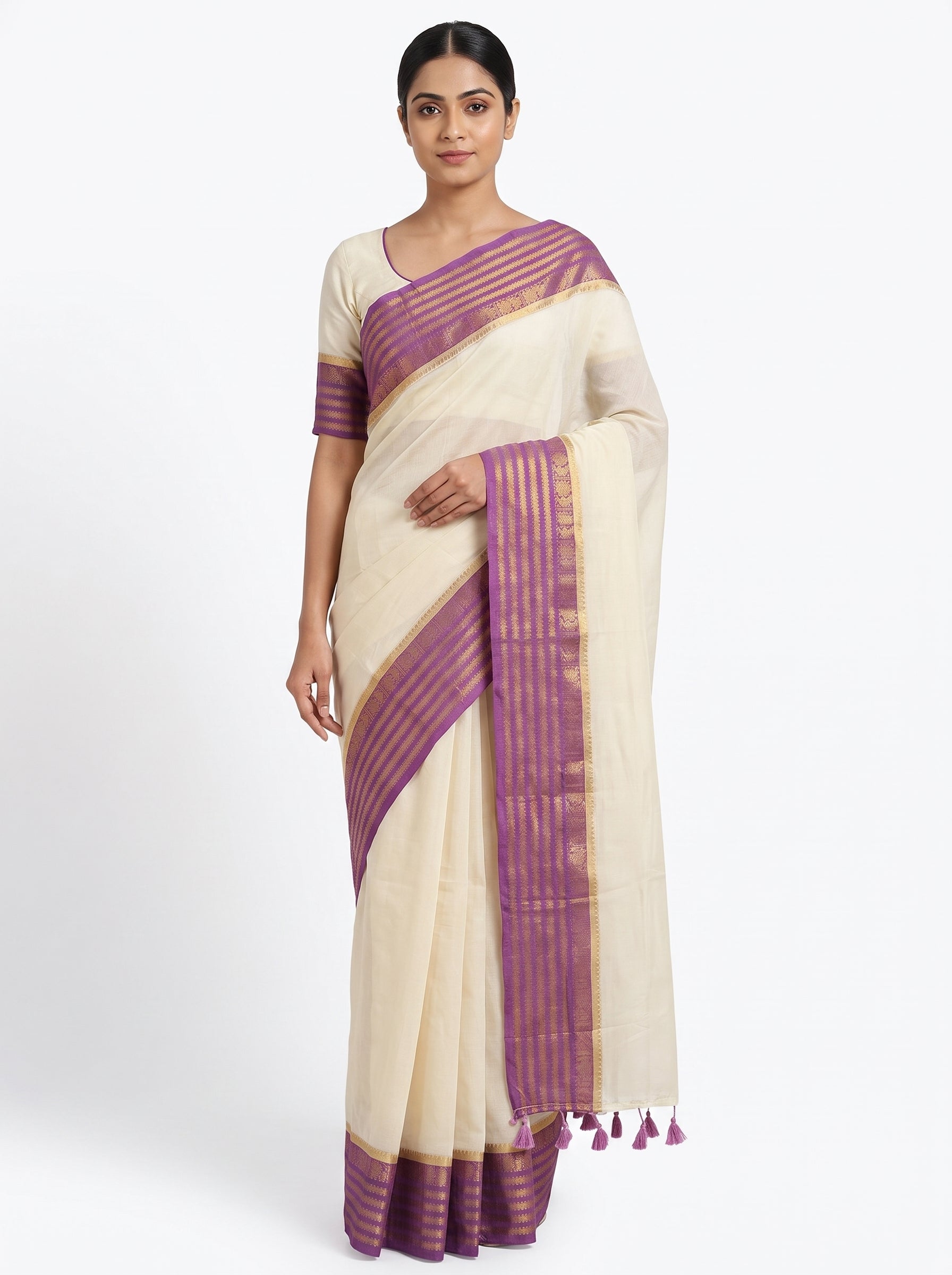Onam Mul  Cotton Nakul Border Saree