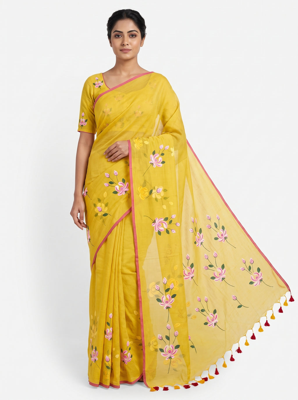 Sonali Floral Hand Painted Saree