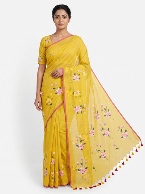 Sonali Floral Hand Painted Saree