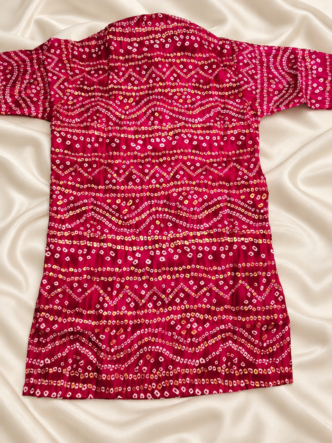 Chota Baadshah –  Pink Bandhani Print Kurta for Boys
