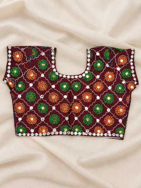 Traditional Gamthi Mirror Work Chaniya Choli with Dupatta – Multicolour Navratri Lehenga Set