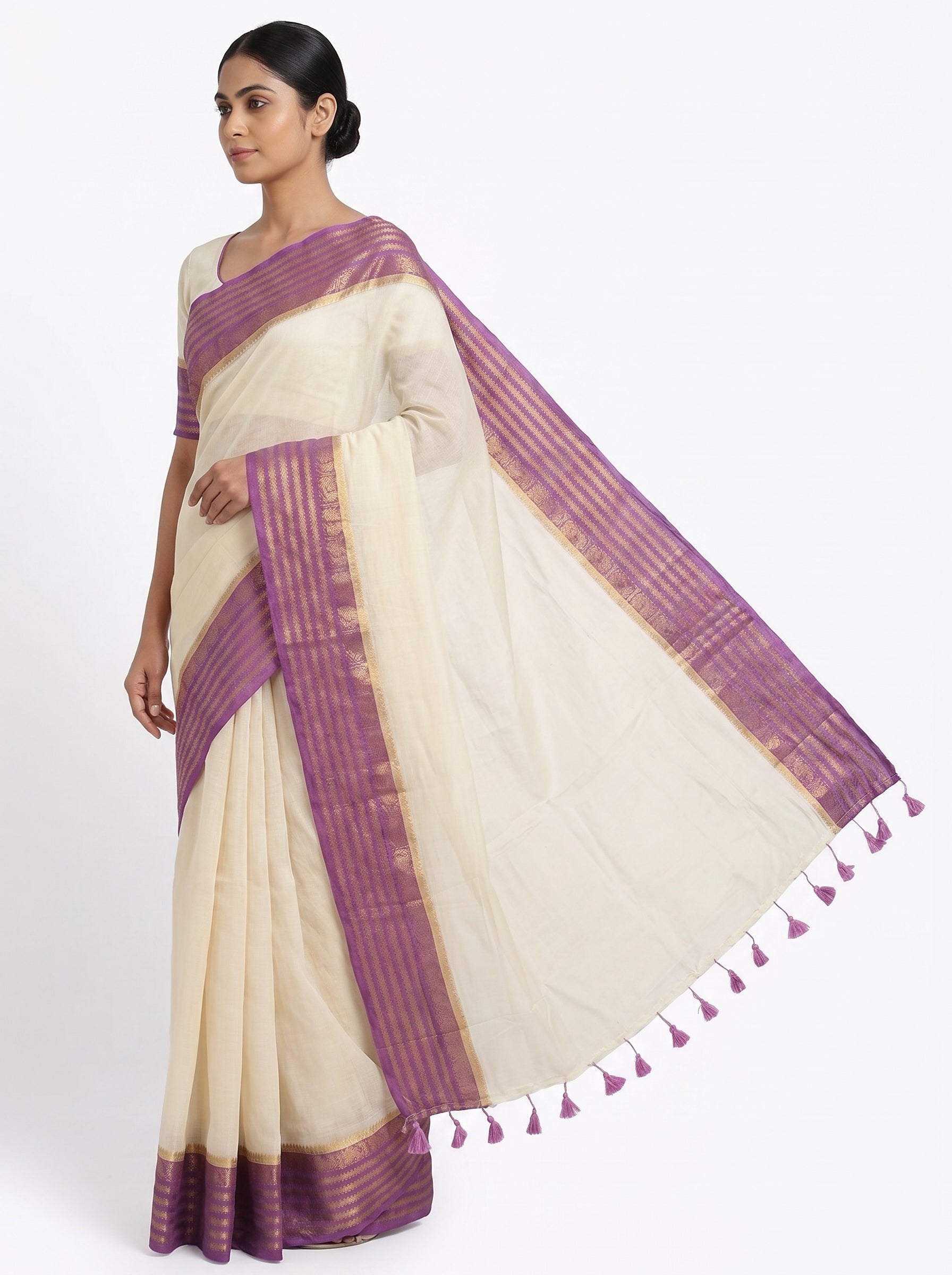 Onam Mul  Cotton Nakul Border Saree