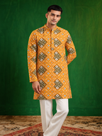 Desi Boyz – Kesari Bandhani Print Kurta for Men