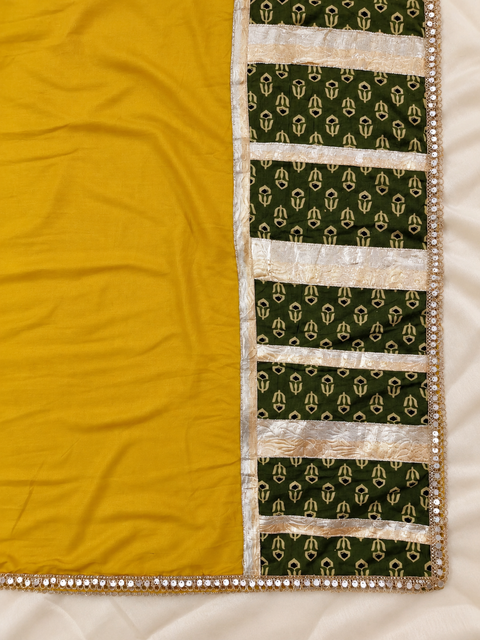Mehendi Hai Rachne Wali – Teal &amp; Mustard Ajrakh Print Wedding Ghagra