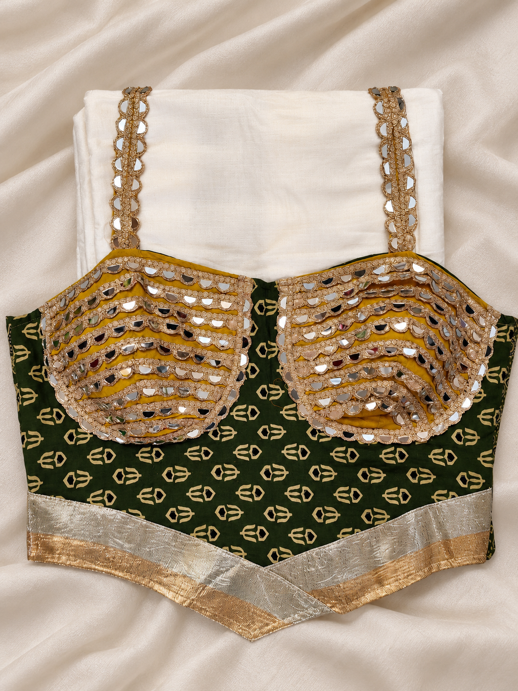 Mehendi Hai Rachne Wali – Teal &amp; Mustard Ajrakh Print Wedding Ghagra