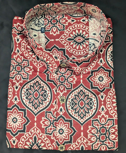 Rust Ajrakh Medallion Print Shirt