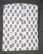 Ivory Pink-Blue Floral Buta Print Shirt