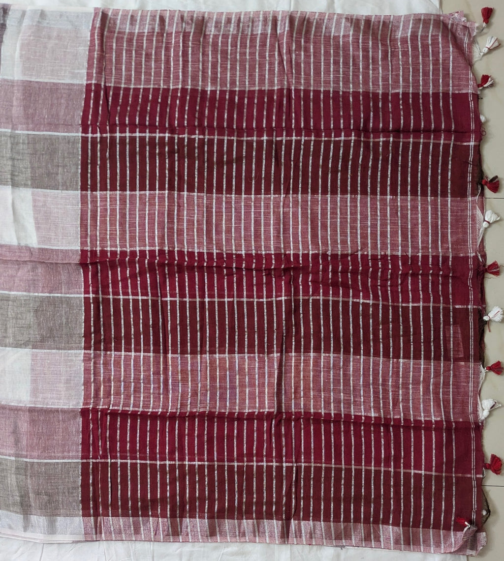 Linen Cotton Checks Saree