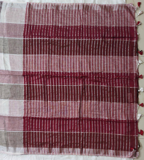 Linen Cotton Checks Saree