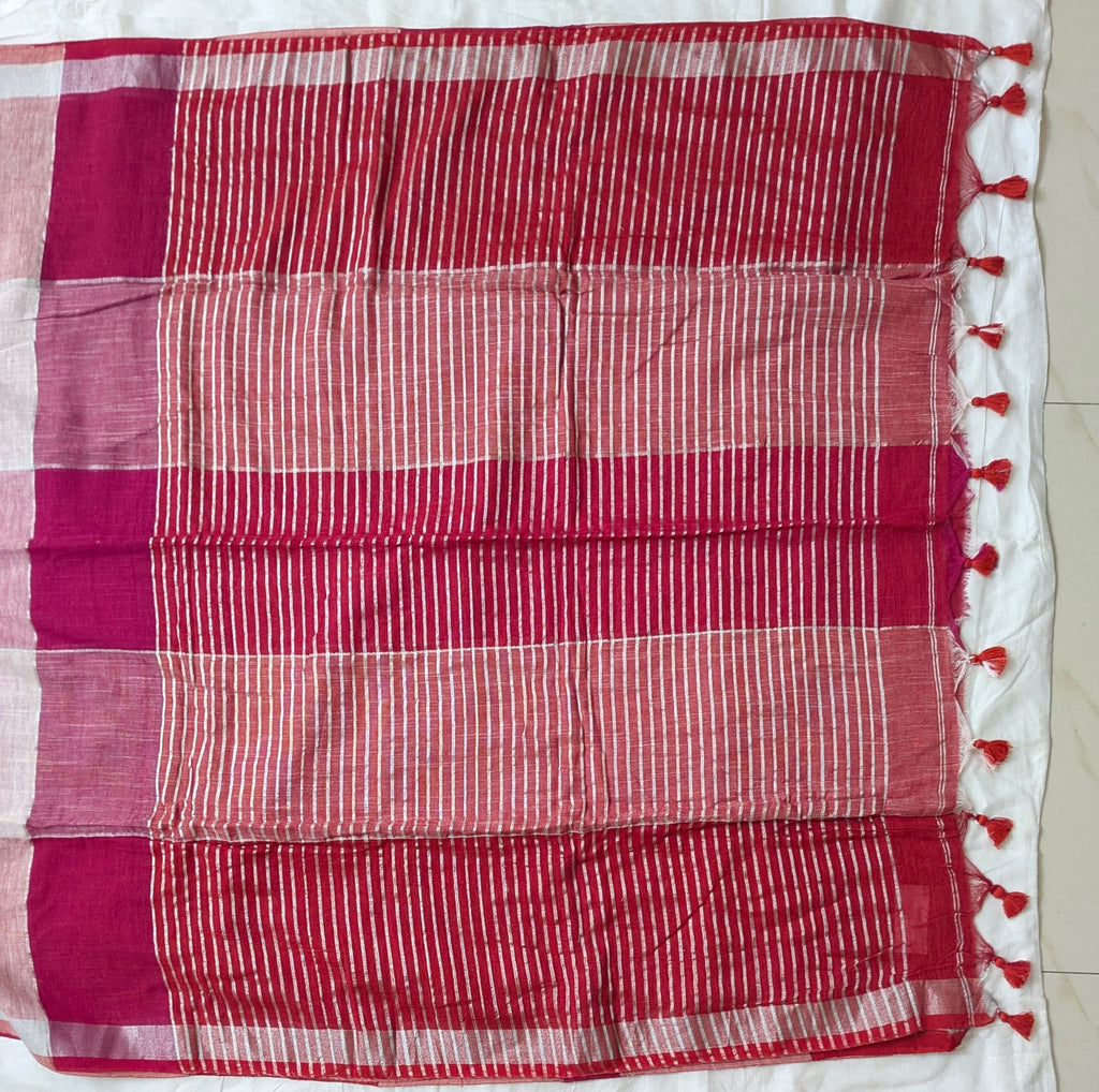 Lal Linen Cotton Saree