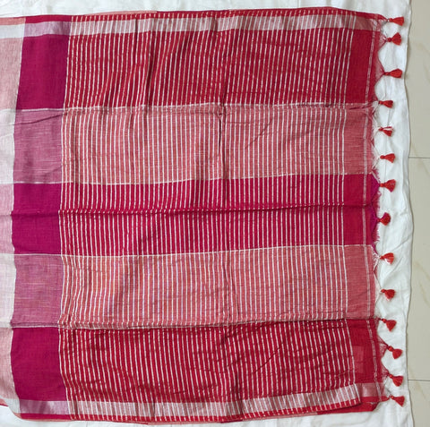 Lal Linen Cotton Saree