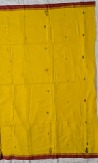 Jamdani Cotton Yellow and Red Saree