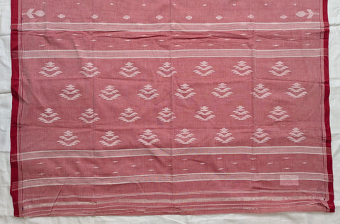 Jamdani Cotton Red and White Saree