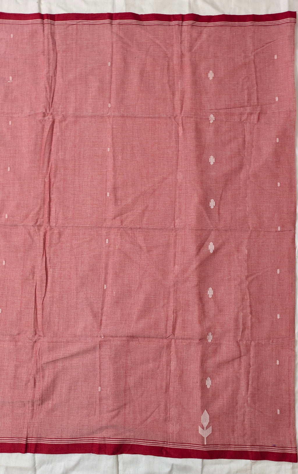 Jamdani Cotton Red and White Saree