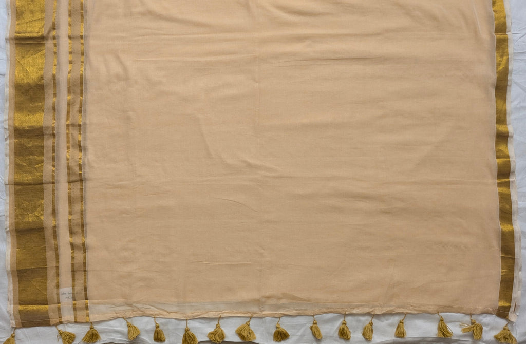 Onam Mul Cotton Golden Border Colour Saree