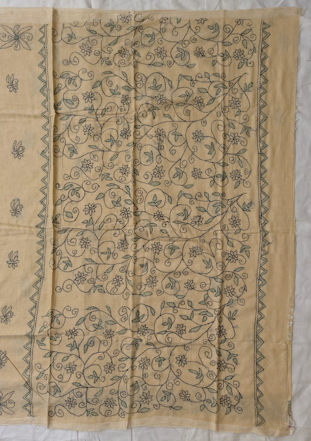 Mul Cotton Katha Embroidery Saree