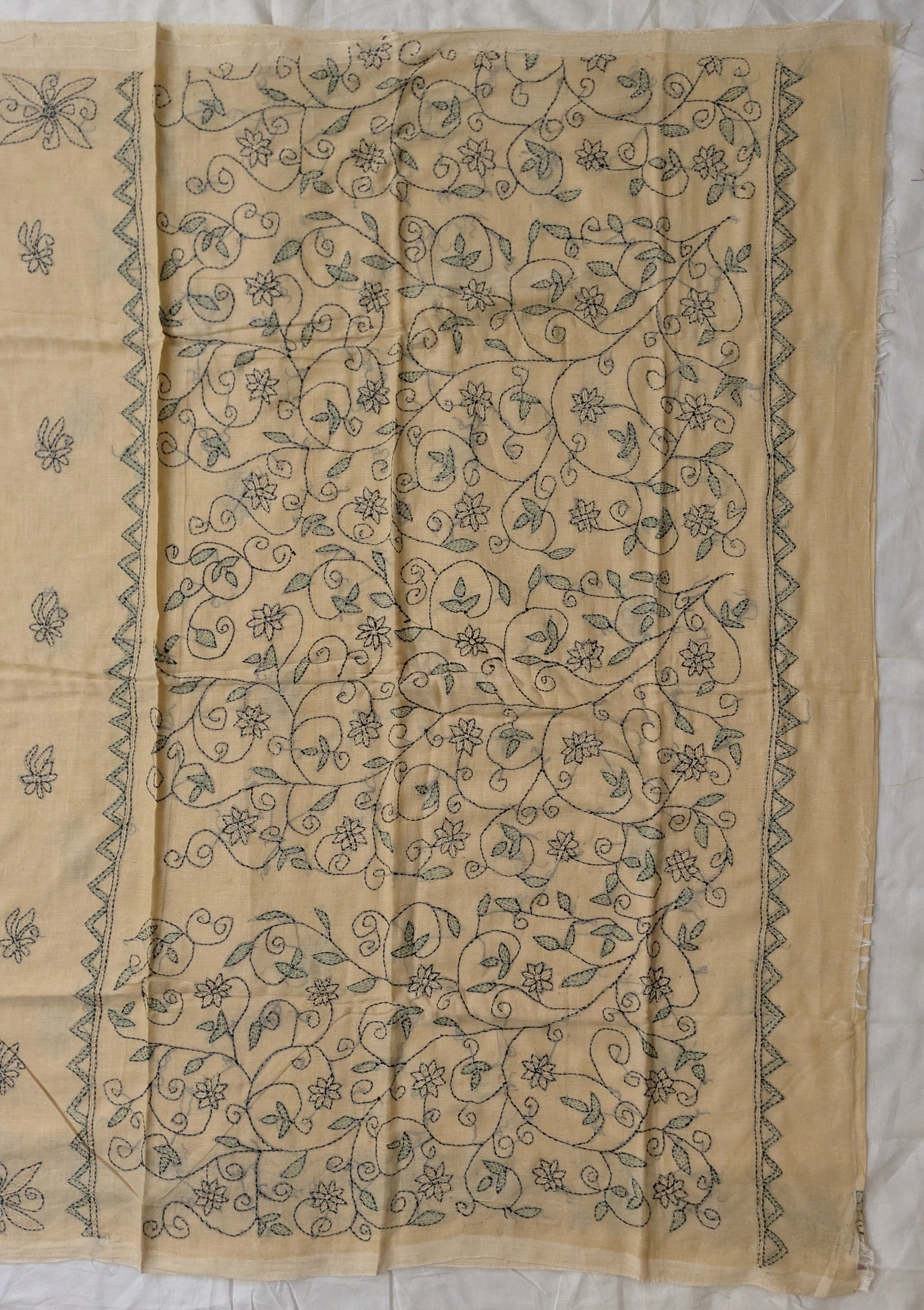 Mul Cotton Katha Embroidery Saree