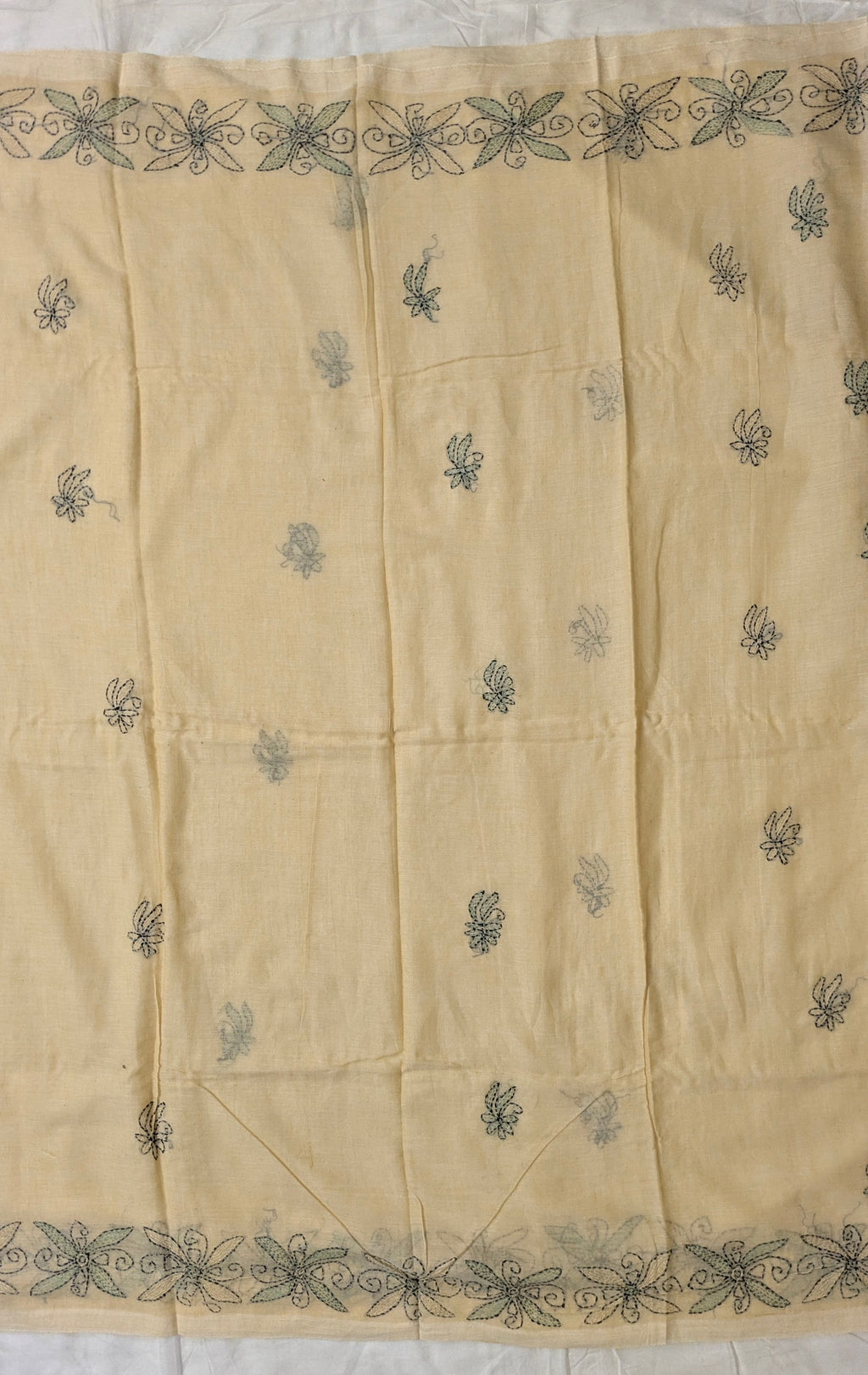 Mul Cotton Katha Embroidery Saree